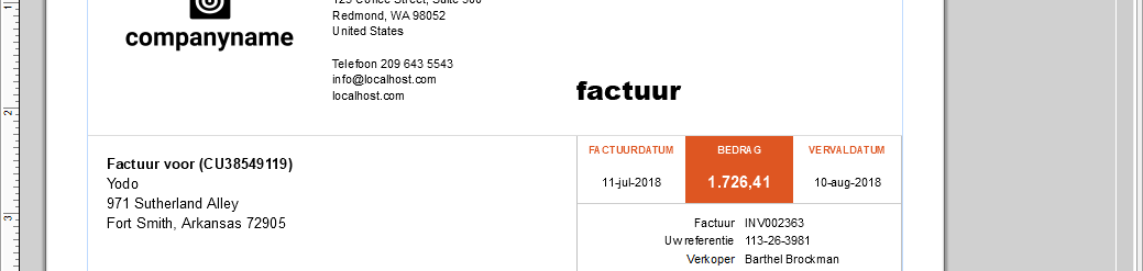 Invoice text labels translated to Dutch